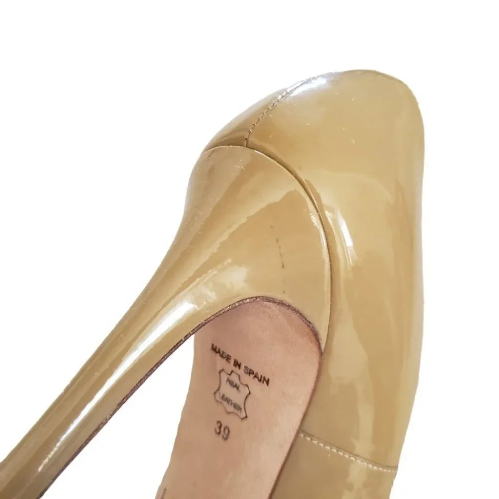 L.K. Bennett Stila beige patent leather round toe pumps sz 39 - Picture 12 of 12